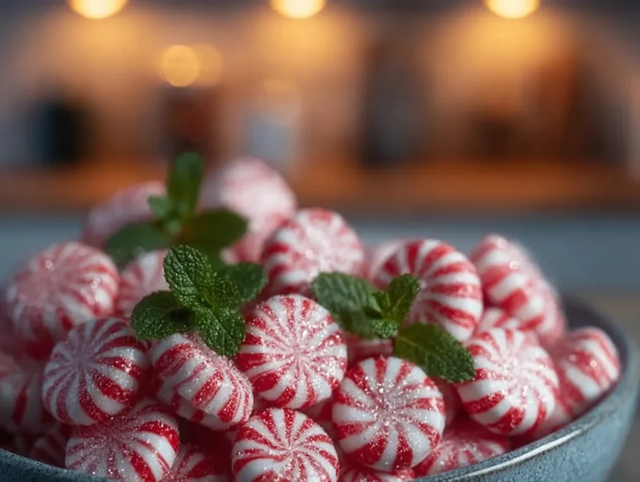 Soft Christmas Peppermints – A Delightful Holiday Treat in a festive setting.