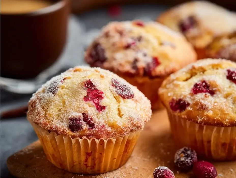 Sugared Cranberry Muffins served