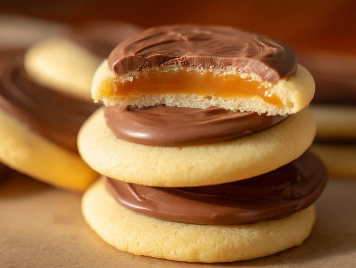 delicious Twix cookies drizzled with chocolate and caramel