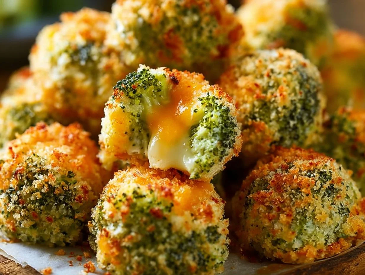Baked broccoli cheese balls served on a plate, ideal for a healthy snack