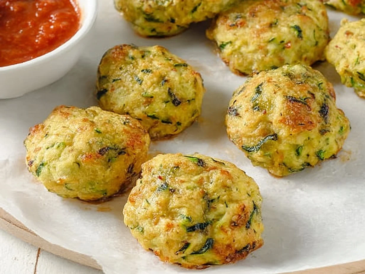 Baked zucchini cheese bites served as a savory snack