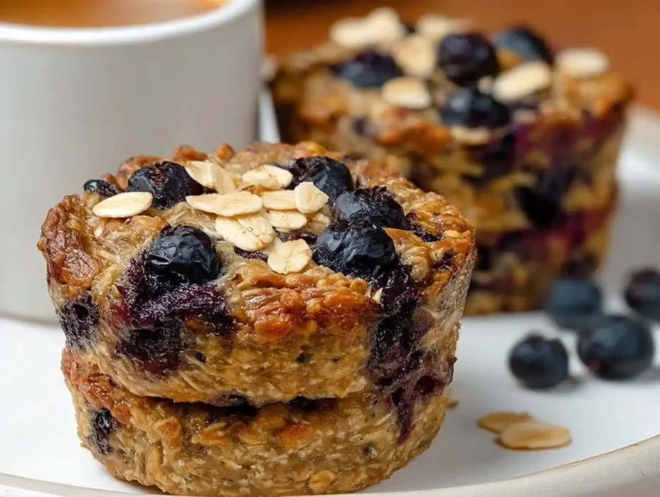 Blueberry Banana Oatmeal Cups are a nutritious treat baked to perfection.