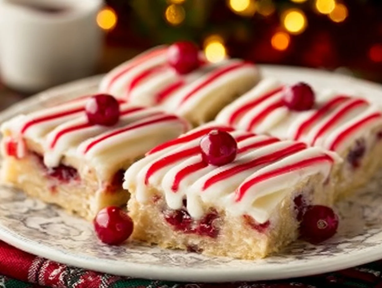 Delicious homemade Christmas Cherry Bars with cherries and festive toppings