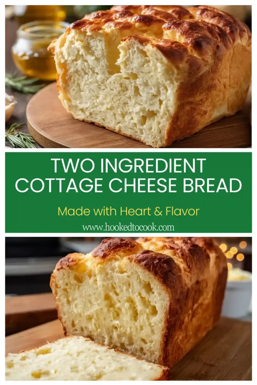 golden-brown two ingredient cottage cheese bread, ready to be served alongside a plate of fresh veggies.