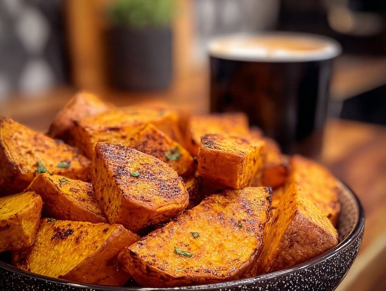 Air Fryer Sweet Potatoes cooked to crispy perfection, ideal for healthy meals.