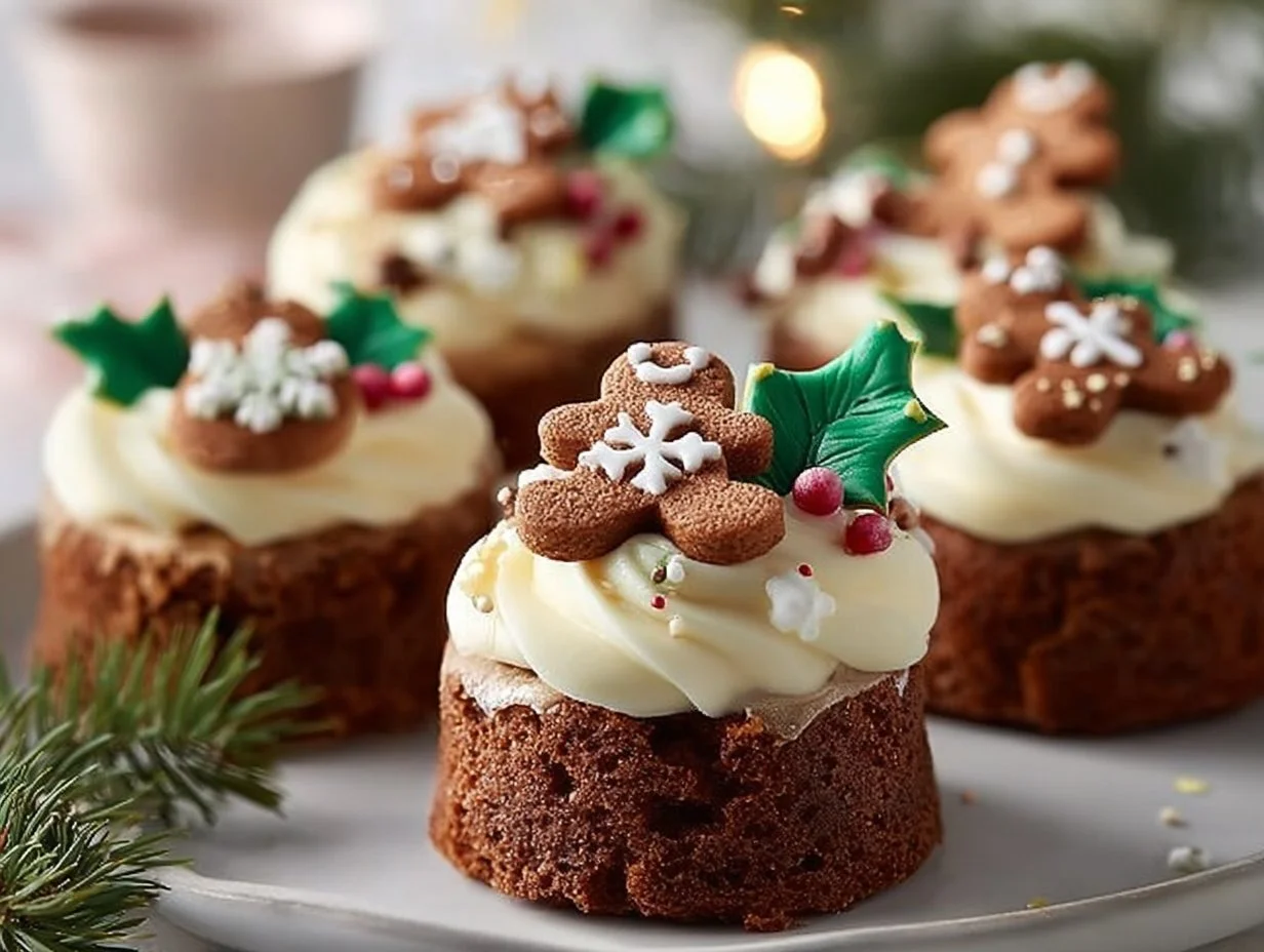 Gingerbread Mini Cakes decorated with festive icing for the holiday season