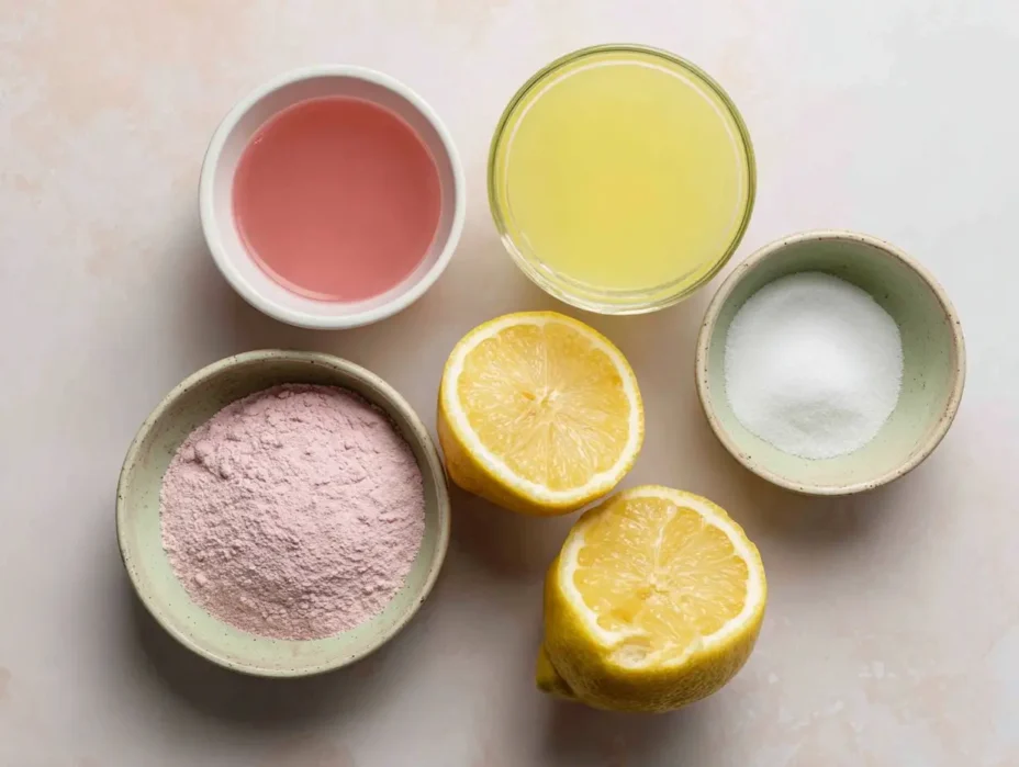 ingredients for Easy 3-Ingredient Pink Lemonade Punch recipe
