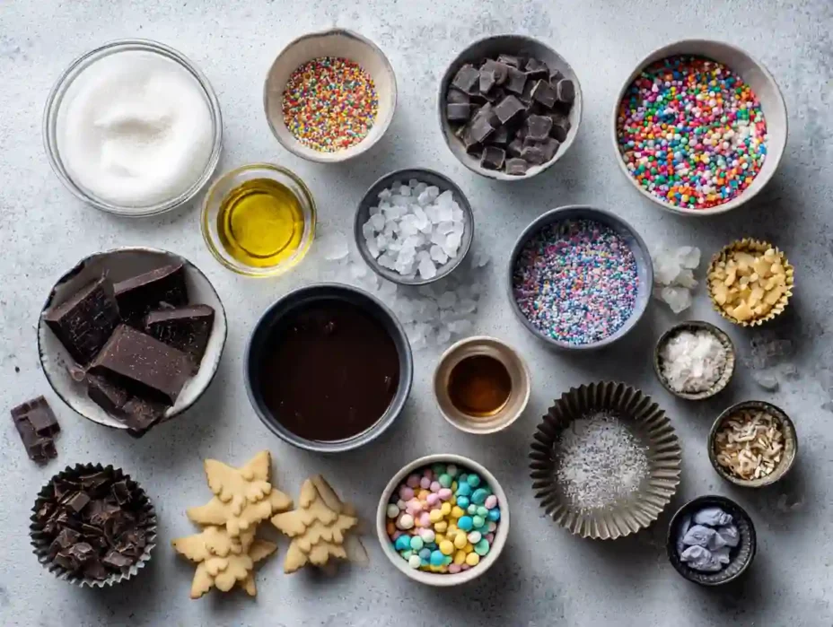 ingredients for Express Chocolate Christmas Trees 1