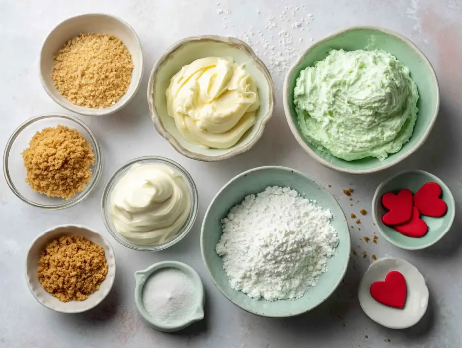 ingredients for Mini Grinch Cheesecakes recipe