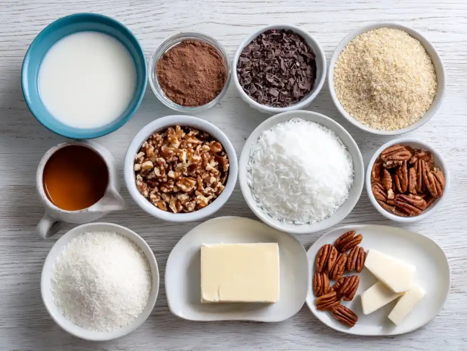 ingredients for No-Bake German Chocolate Pie Recipe