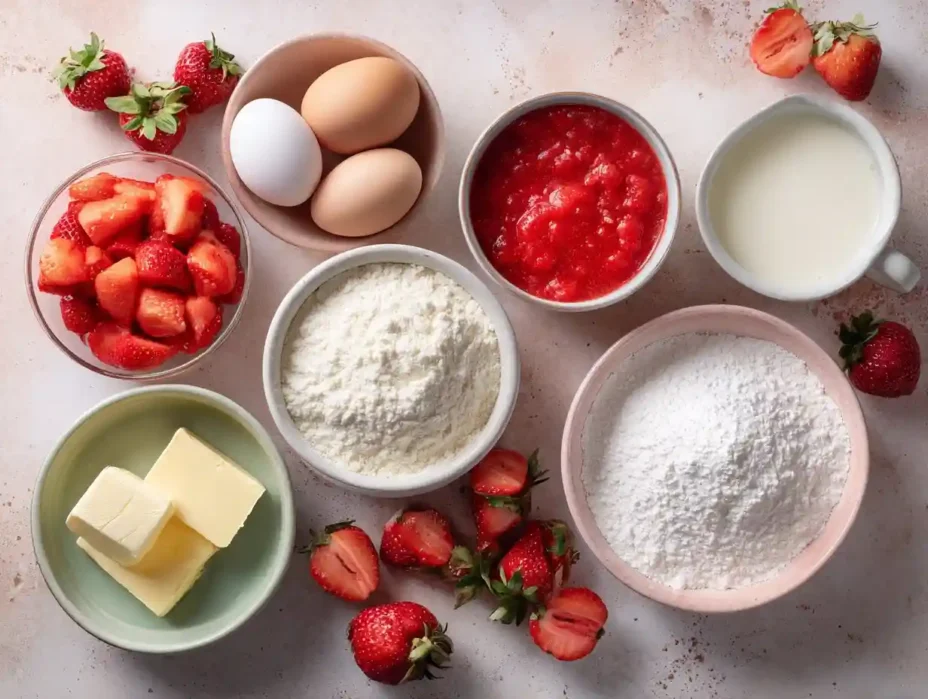 ingredients for Strawberry Sheet Cake recipe