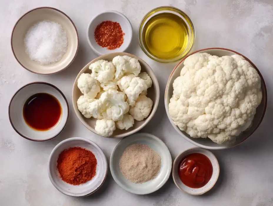ingredients for Sweet and Spicy Baked Cauliflower