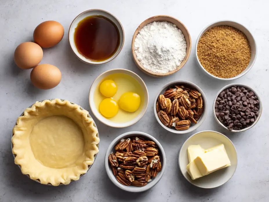 ingredients for Texas Chocolate Pecan Pie recipe