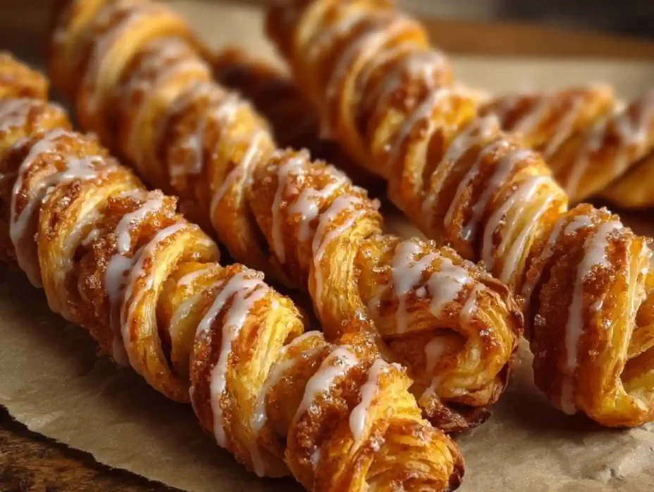 Delicious pumpkin puff pastry twists on a plate, ready to enjoy this fall.