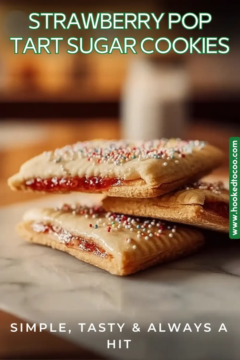 A plate of Strawberry Pop Tart Sugar Cookies decorated with colorful sprinkles.