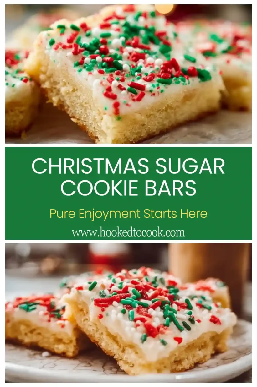 Delicious Christmas Sugar Cookie Bars topped with frosting