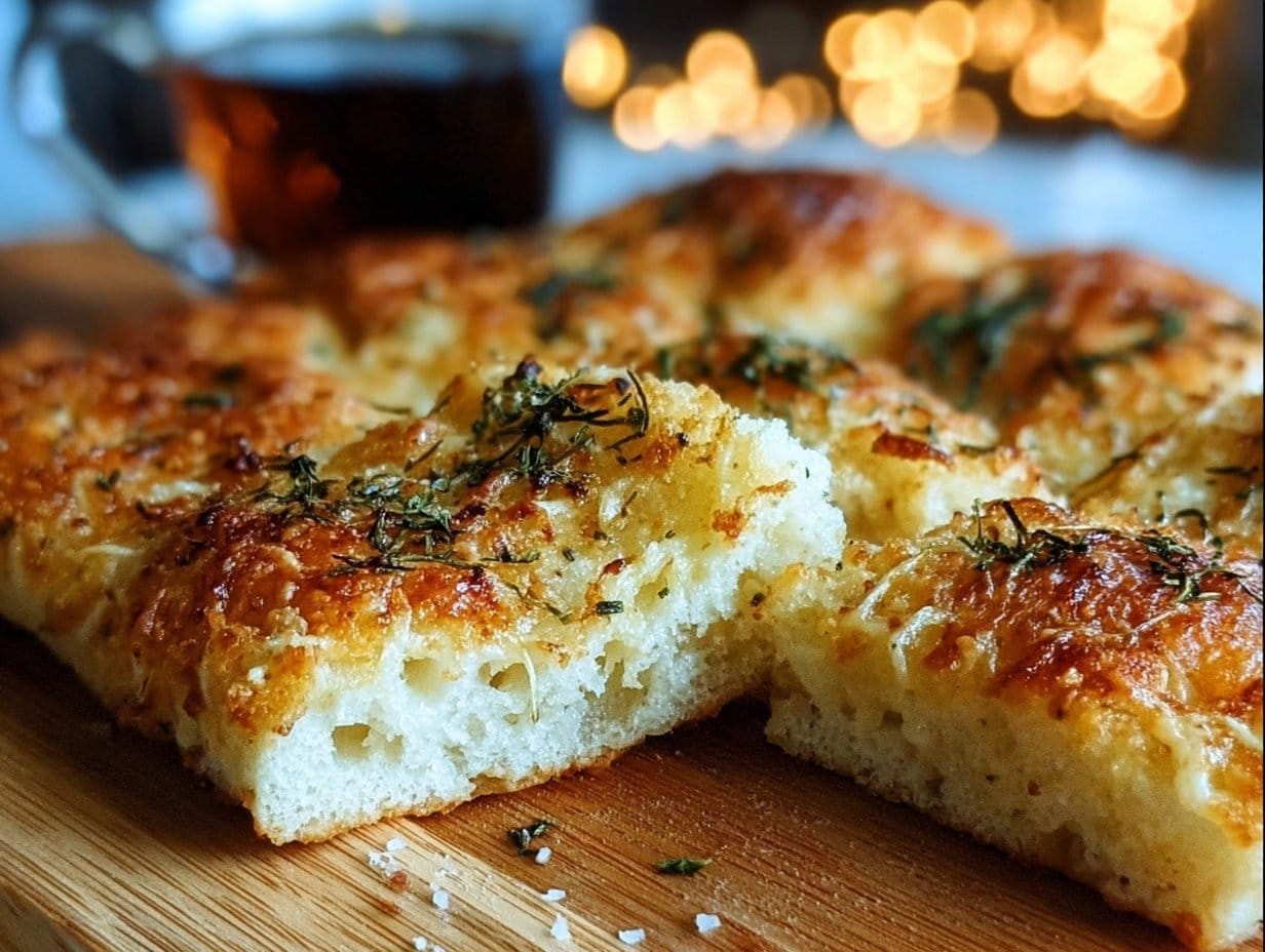 Crispy and Cheesy Garlic Parmesan Focaccia Bread, a savory delight perfect for any meal.