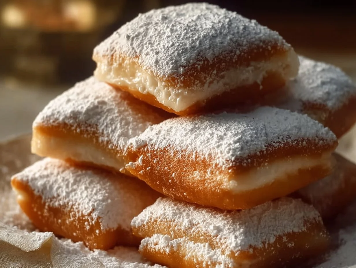 Delicious Vanilla French Beignets dusted with powdered sugar