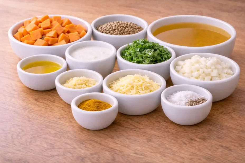 Ginger Sweet Potato Coconut Lentil Stew ingredients