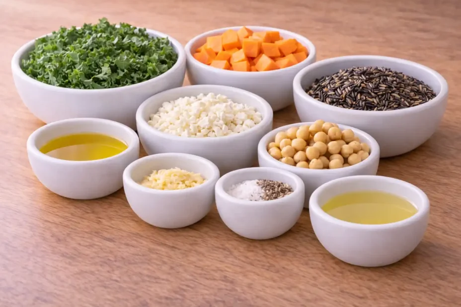 Kale & Sweet Potato Wild Rice Bowl ingredients