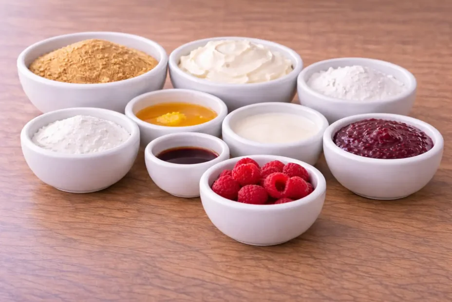 Raspberry Cheesecake ingredients