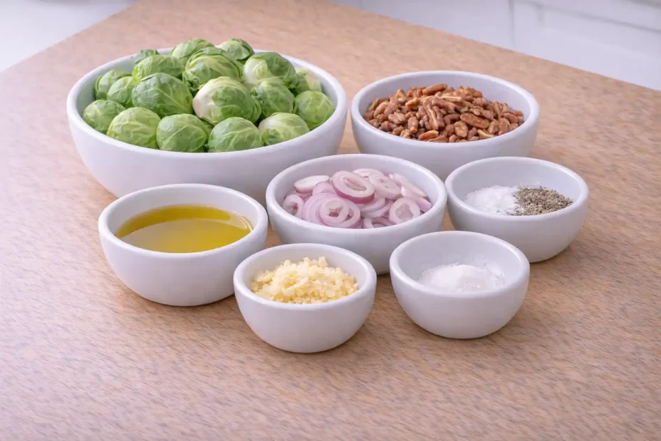 Sautéed Brussels Sprouts with Pecans ingredients