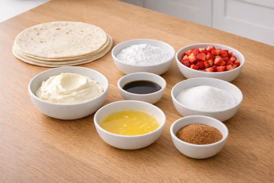 Strawberry Cheesecake Roll Ups ingredients