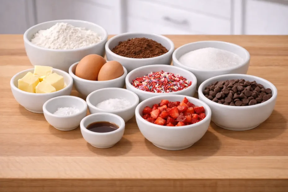 Valentine's Day Chocolate Covered Strawberry Cookies ingredients