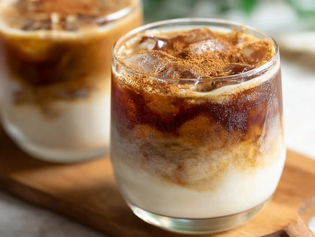 Delicious Apple Crisp Macchiato topped with whipped cream and caramel