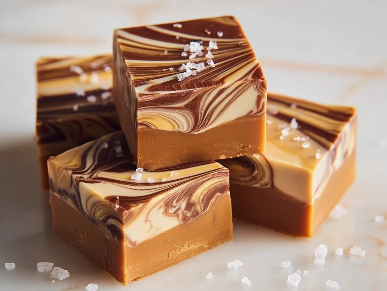 Delicious Caramel Coffee Fudge dessert displayed on a plate.