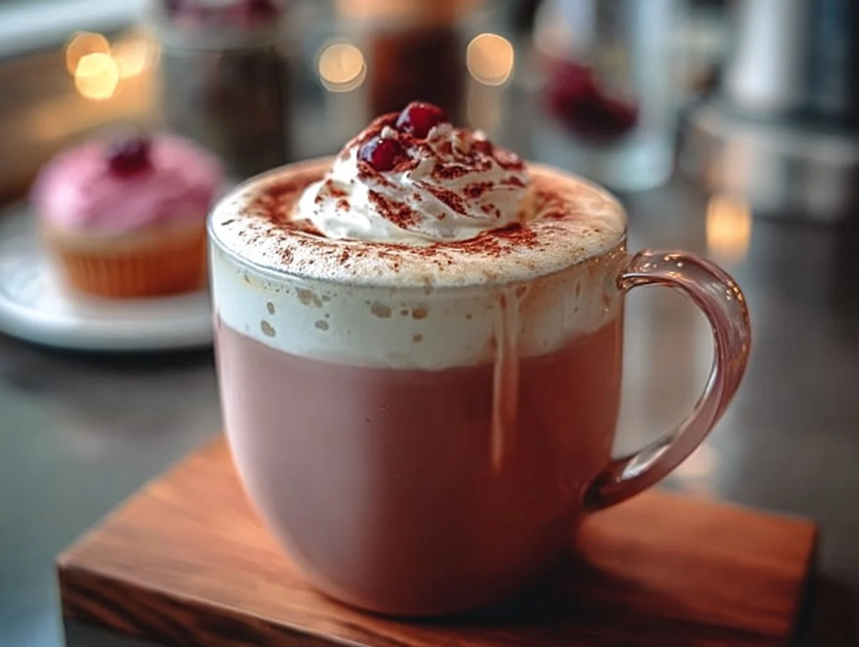 Cherry Vanilla Tea Latte - A delightful drink that combines tea and cherry flavors in a creamy blend.