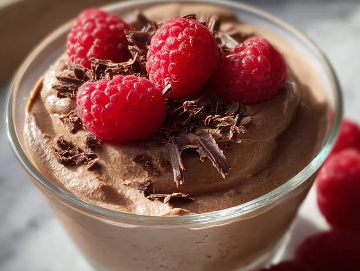 Delicious Chocolate Protein Mousse in a bowl, perfect for high-protein desserts