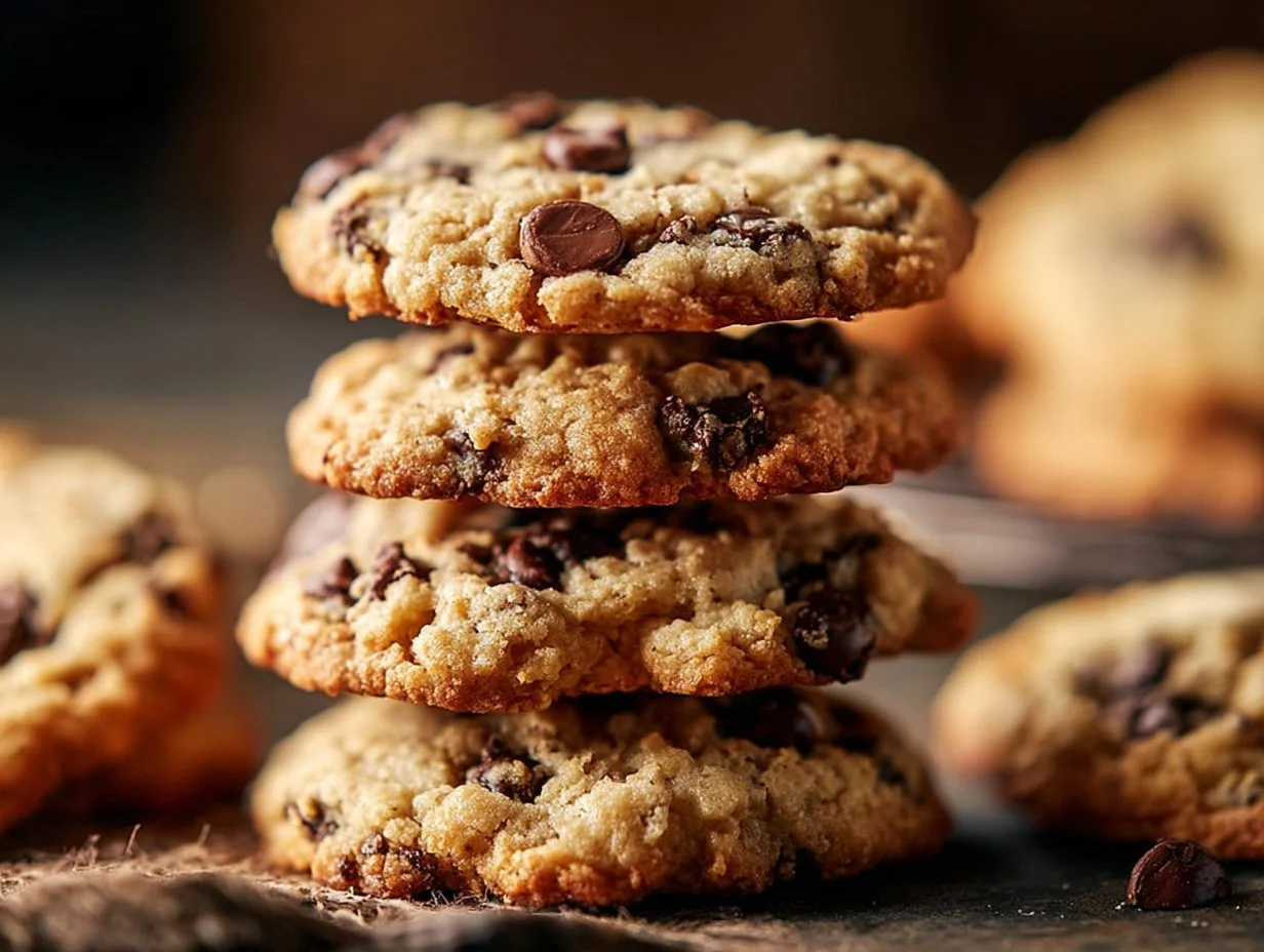 Delicious cottage cheese protein cookies on a plate with a glass of milk.