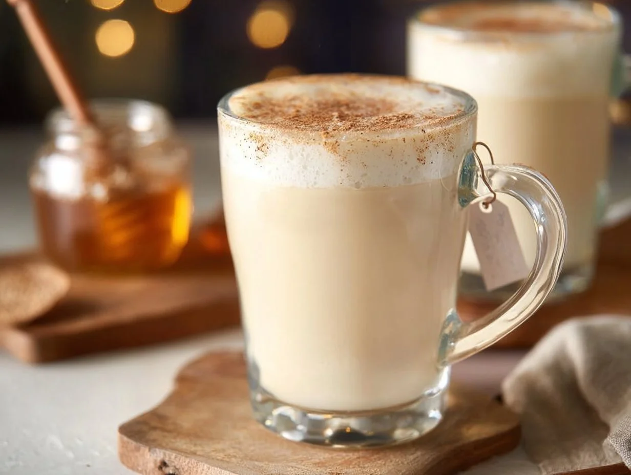 Earl Grey Vanilla Tea Latte in a cozy cup with steam rising