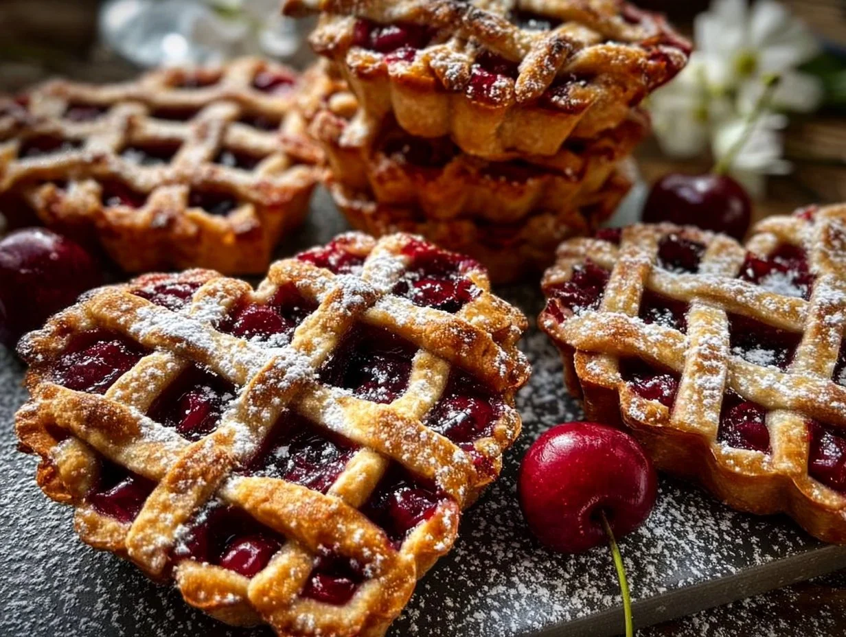 Heart shaped cherry pie fresh out of the oven, perfect for dessert lovers.