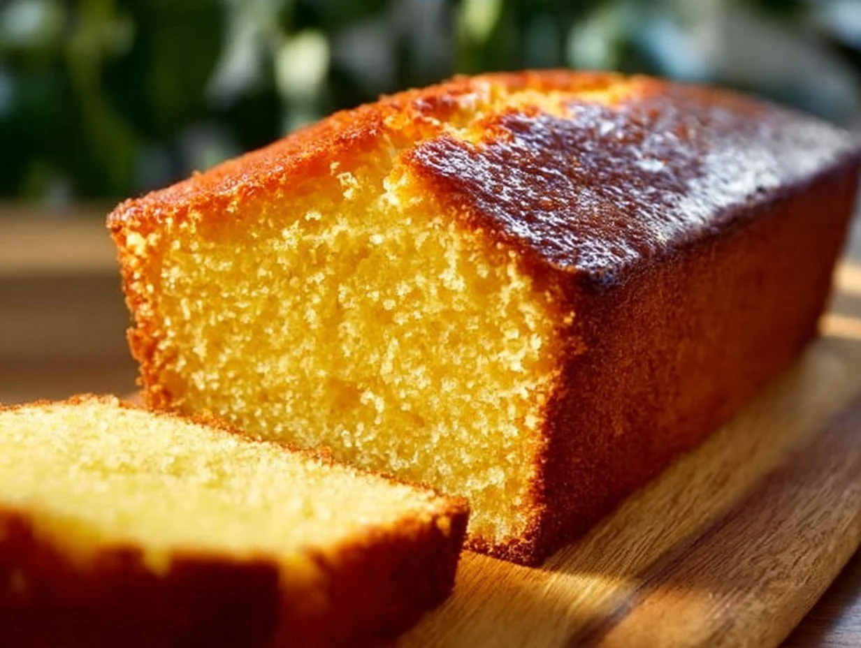 Moist orange loaf cake with a citrus glaze on a cooling rack