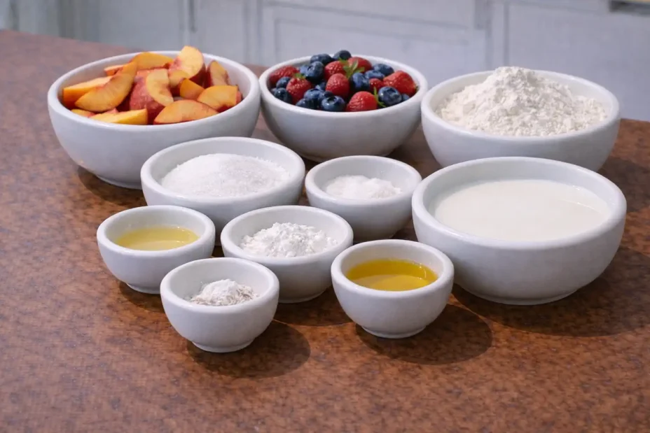 Berry Peach Cobbler ingredients