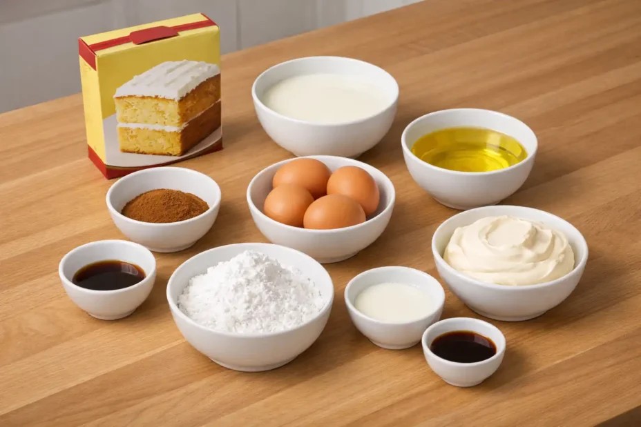 Cinnamon Roll Poke Cake ingredients