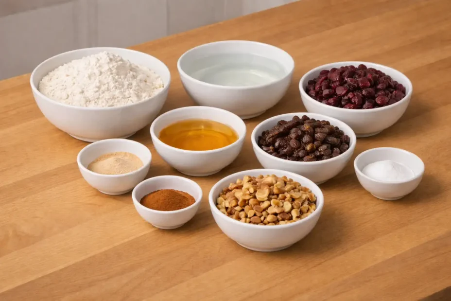 Cranberry Raisin Walnut Cinnamon Artisan Bread ingredients