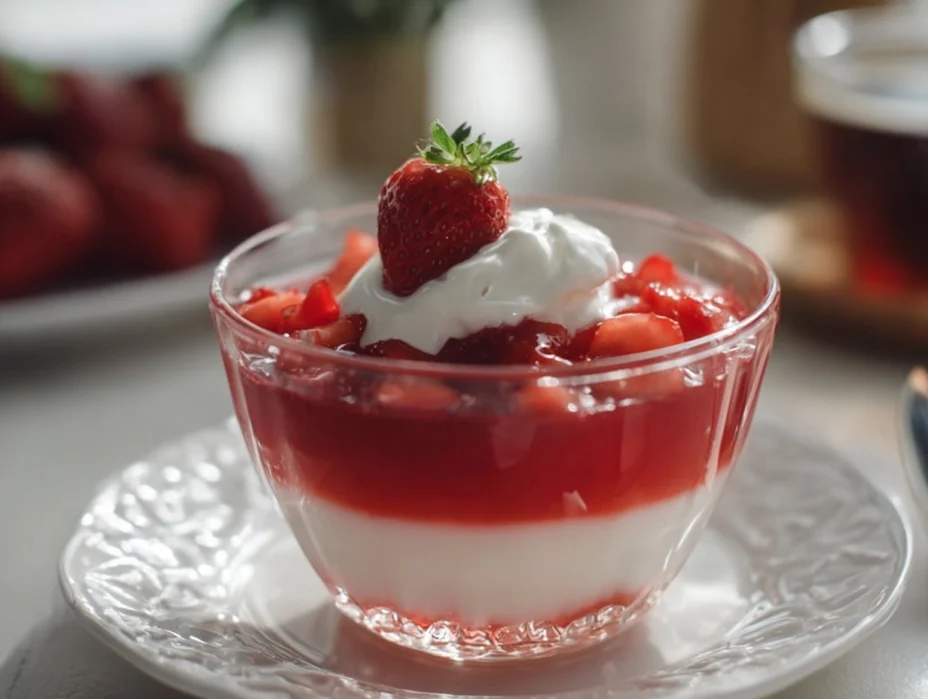 Delicious easy strawberry jello dessert with Greek yogurt