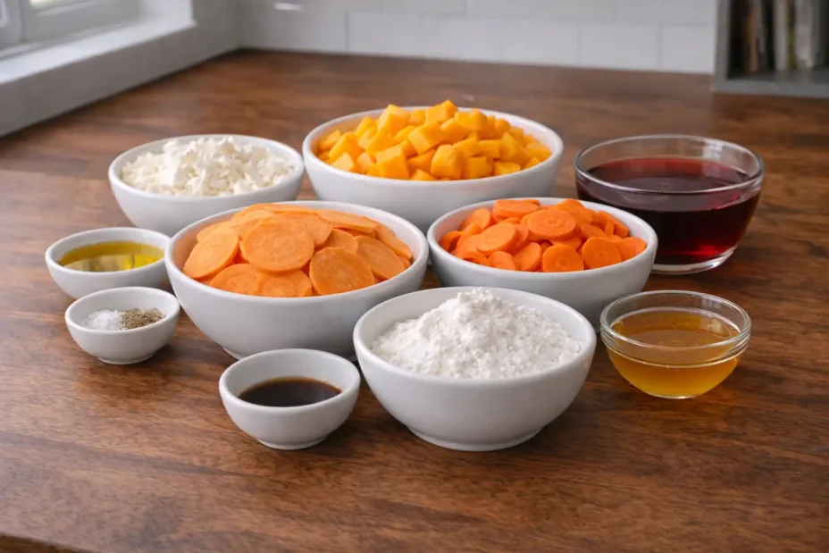 Layered Sweet Potato Butternut Squash Carrot