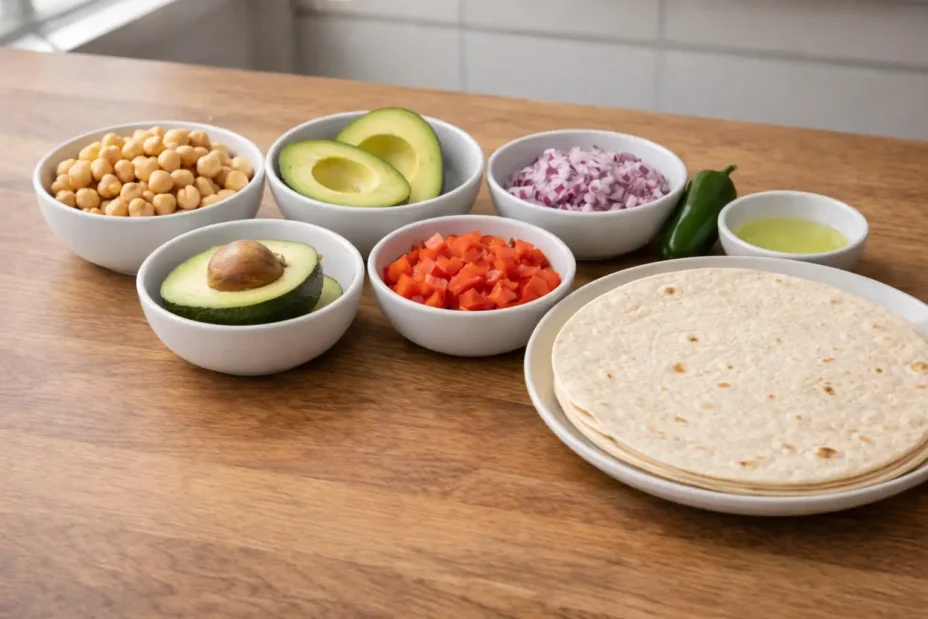 Spicy Chickpea and Avocado Wrap ingredients