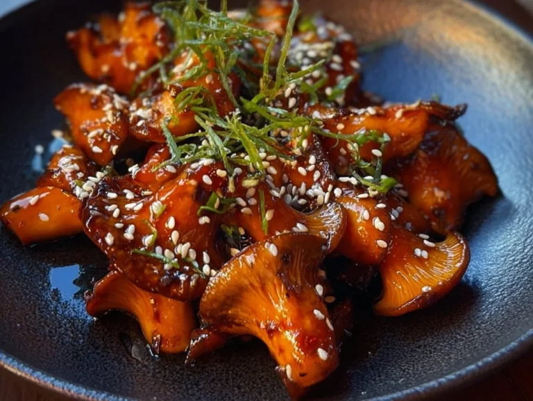 Blue Oyster Mushrooms glazed with Gochujang and maple syrup