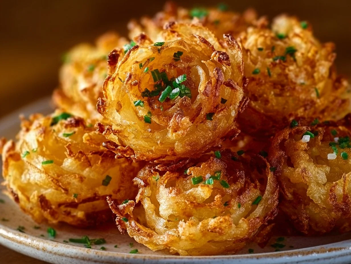 Crispy mini blooming onions served as a tasty appetizer