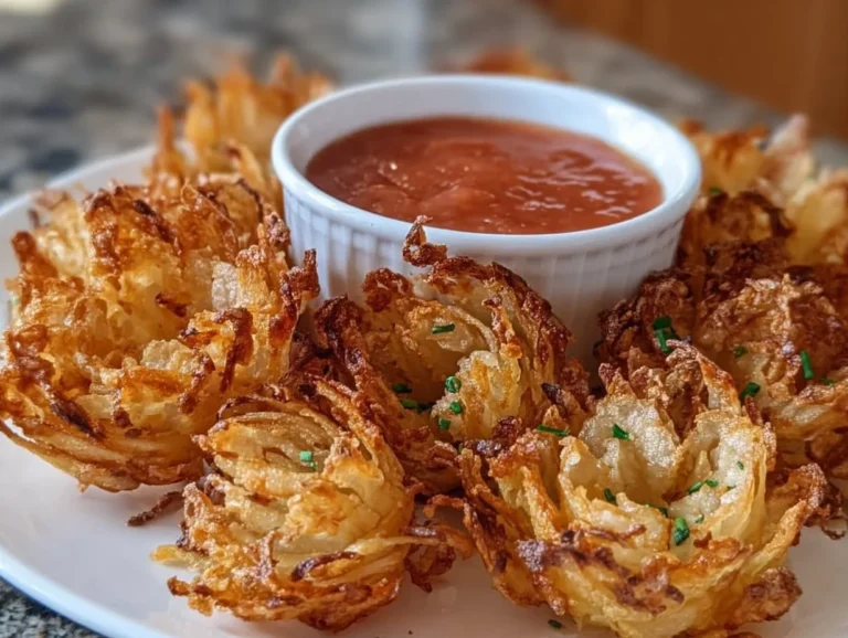 Crispy mini blooming onions served as a tasty appetizer