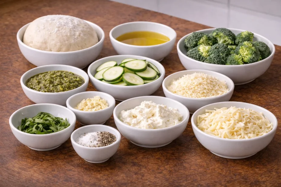 Green Vegetable Pesto Garden Party Vegetarian Pizza