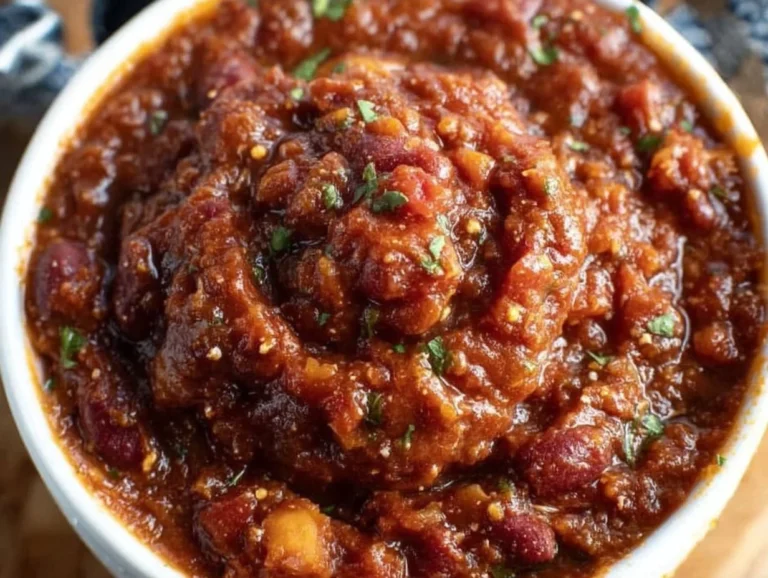 Bowl of hearty vegan chili loaded with vegetables and spices