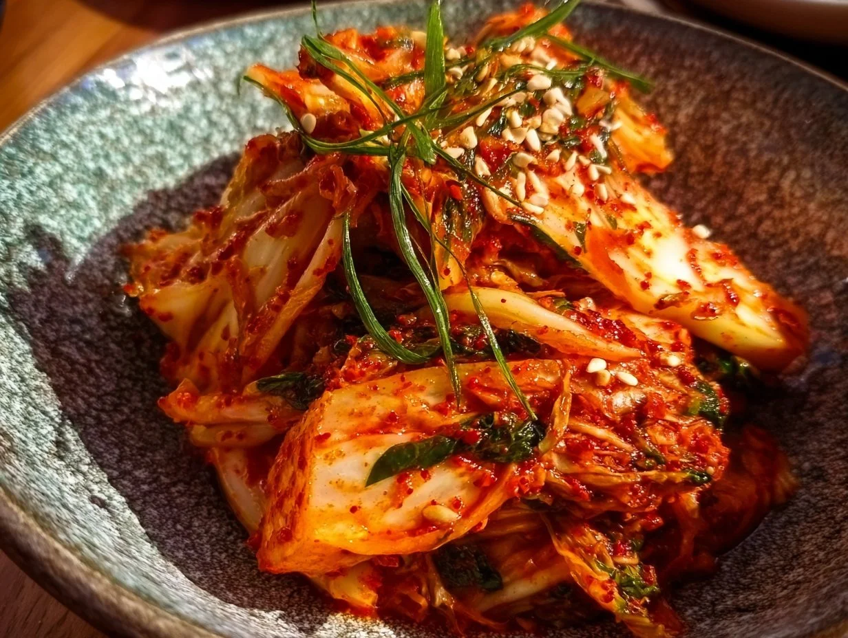 Homemade kimchi in a vibrant bowl, showcasing its colorful ingredients and texture.