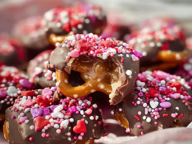 Valentine's Day caramel pretzel bites sweet and salty dessert