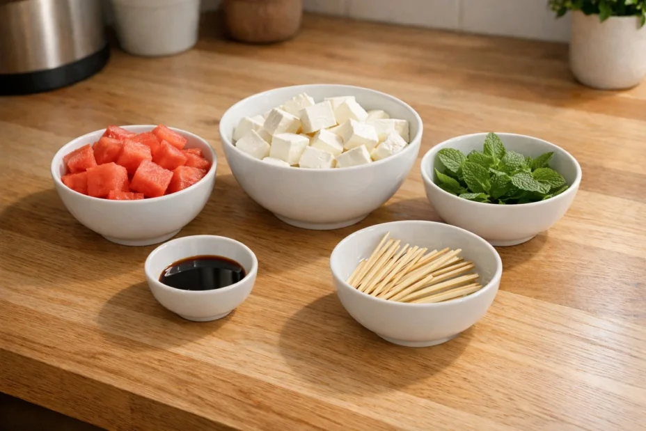 Watermelon and Feta Cheese Skewers